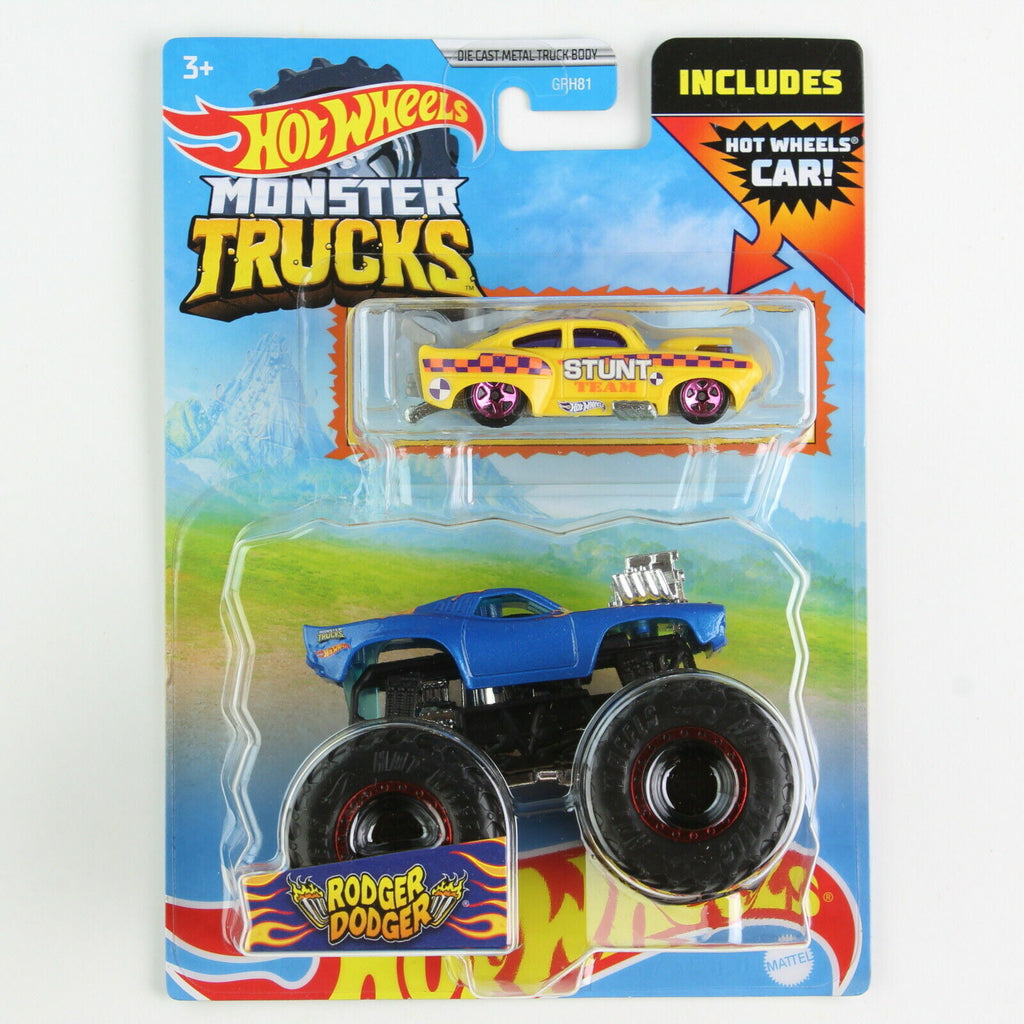 Hot Wheels Monster Trucks Rodger Dodger 2-Pack Vehicles 1:64 Scale - Tistaminis