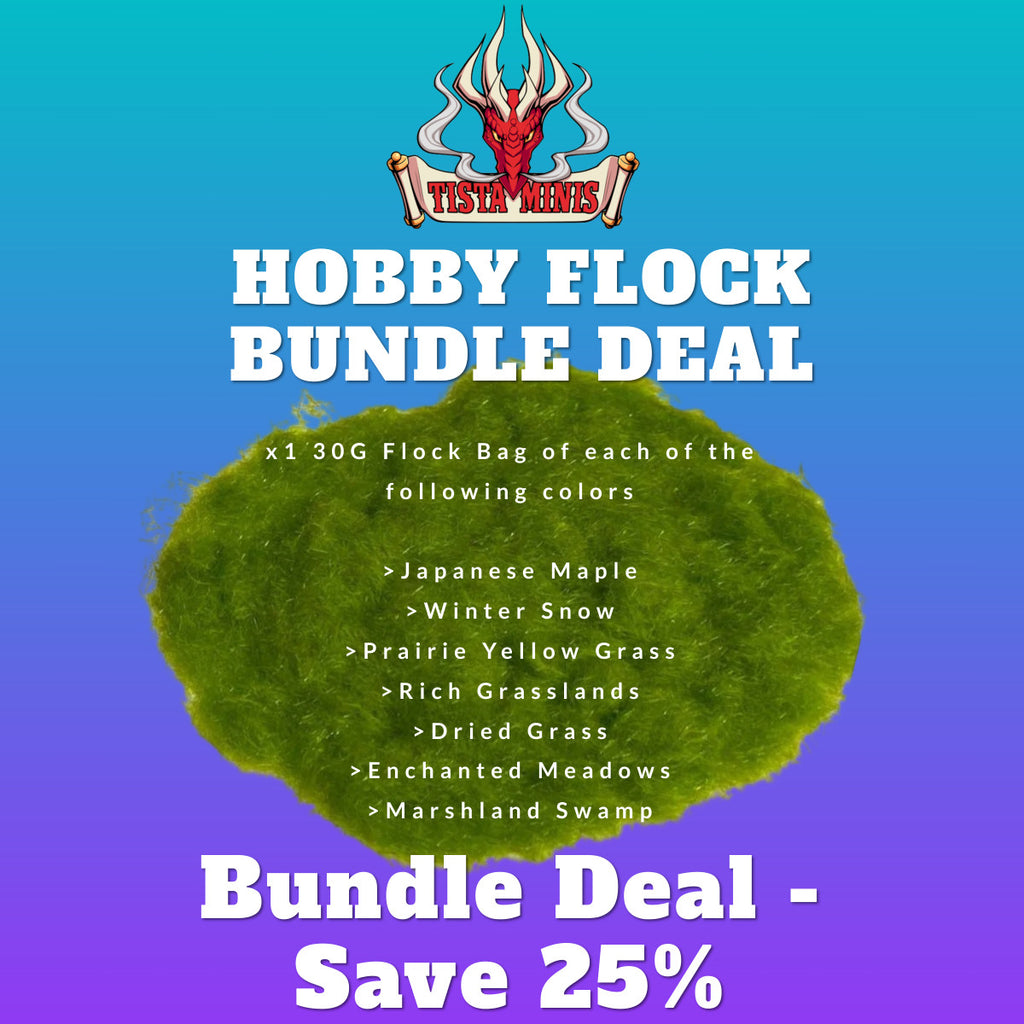 Hobby Flock Bundle - 7 Colors x 30g Each - Save 25% - Tistaminis