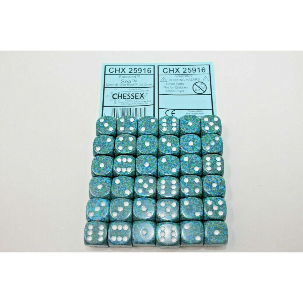Chessex Dice 12mm D6 (36 Dice) Speckle Sea - CHX25916 | TISTAMINIS