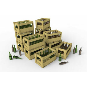 MiniArt Wine Bottles & Wooden Crates (1/35) New - TISTA MINIS