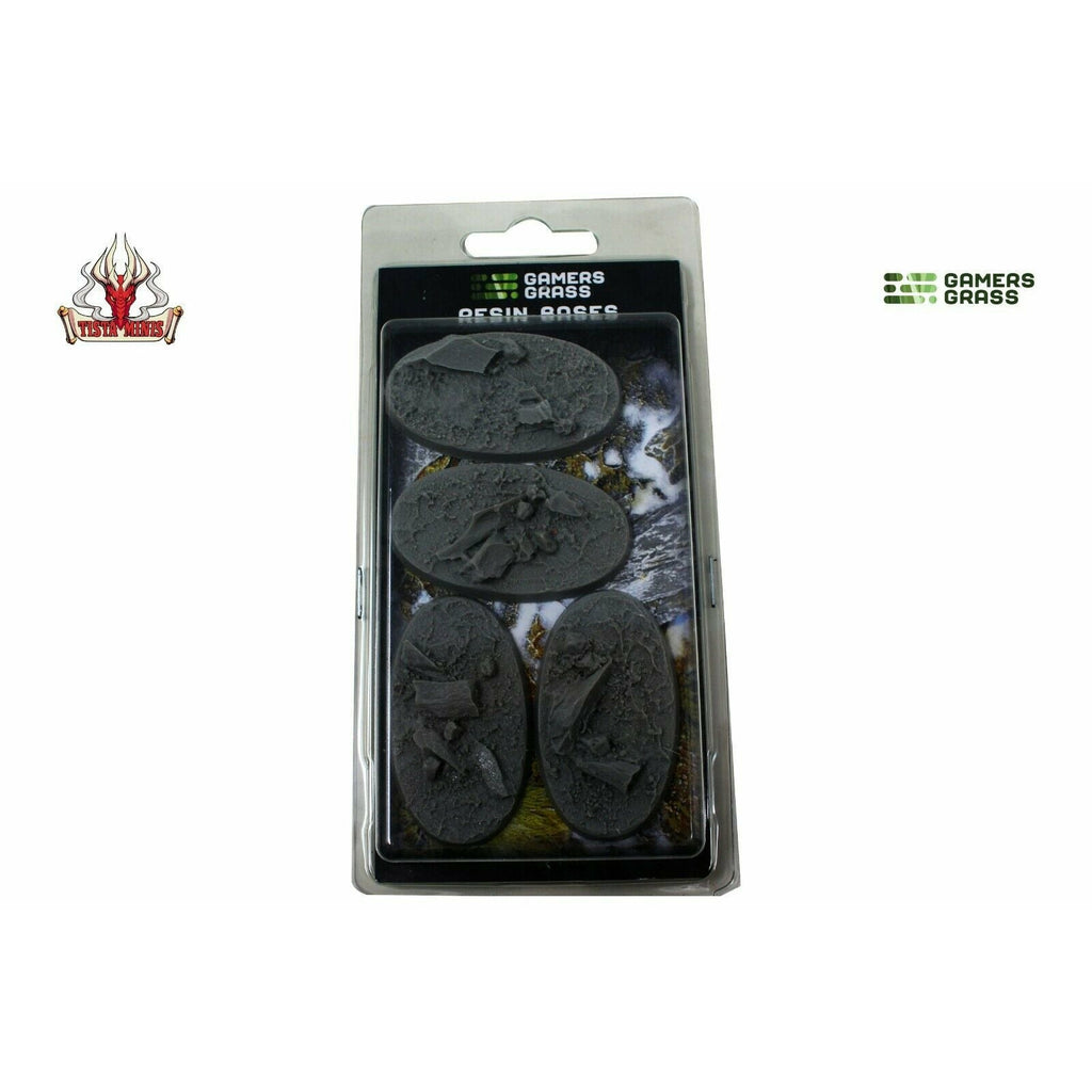 Gamers Grass Rocky Fields Resin Bases Oval 60mm (x4) New - TISTA MINIS