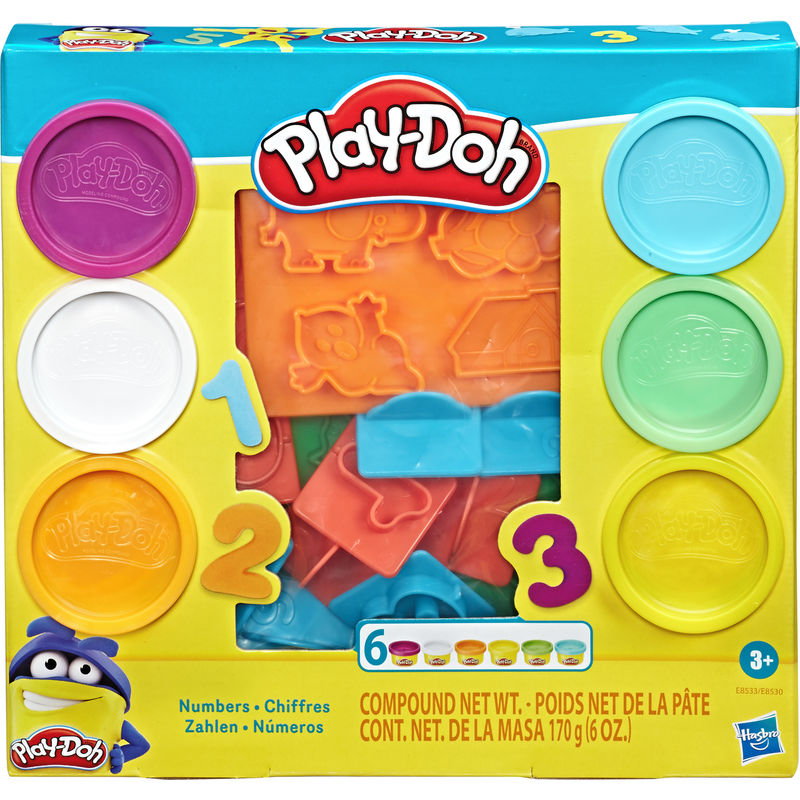 Play-Doh Fundamental Numbers / 10 Stampers, 3 Mold Plates, 6 Play-Doh - Tistaminis