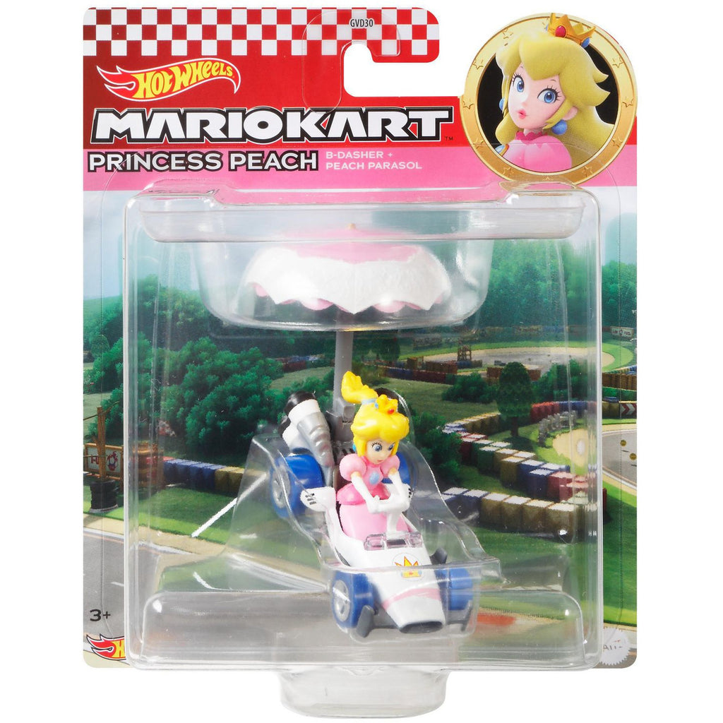 Hot Wheels Mario Kart GVD36 PRINCESS PEACH B-Dasher & Peach Parasol - Tistaminis