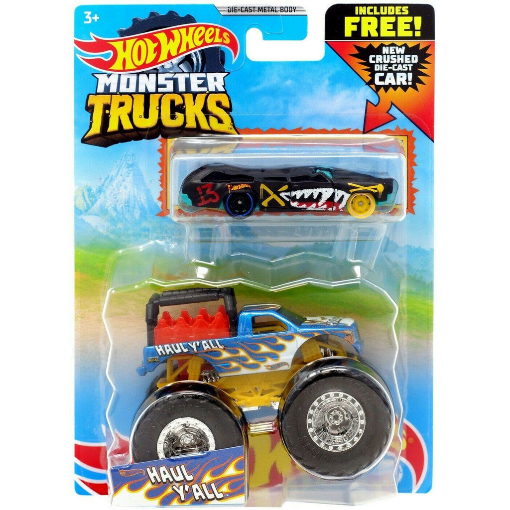 Hot Wheels Monster Trucks Blue Haul Y'all 2-Pack Vehicles 1:64 Scale - Tistaminis