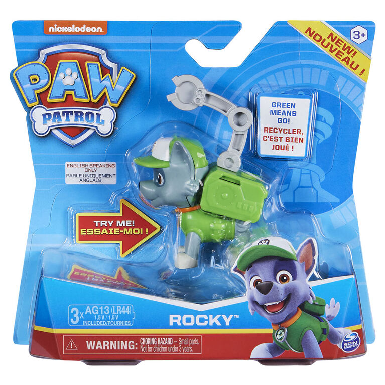 Paw Patrol Action Pack Pup and Badge Rocky with Sounds and Phrases - Tistaminis