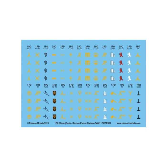 German Panzer Division Set 1 Decal Sheet (DCGE003) New - Tistaminis