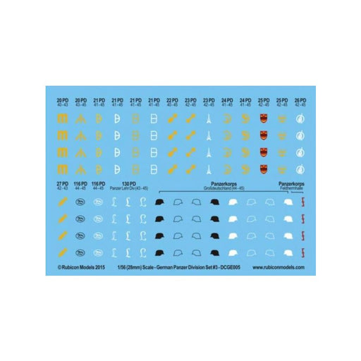 German Panzer Division Set 3 Decal Sheet (DCGE005) New - Tistaminis