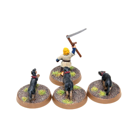 Warhammer Lord of the Rings Hobbit with Dogs Metal Well Painted - JYS1