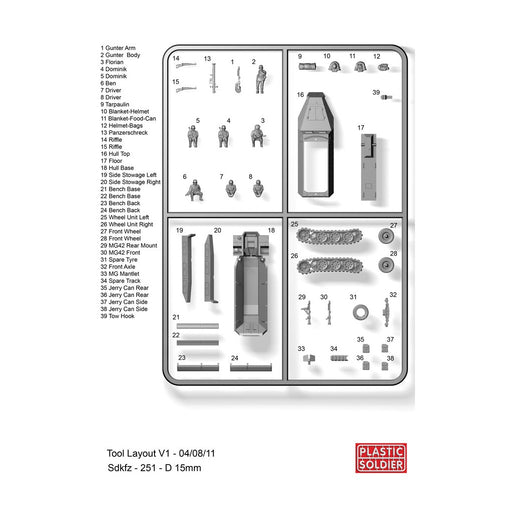 Plastic Soldier Company 15mm EZ ASSEMBLY GERMAN SDKFZ 251 AUSF D HALF TRACK New - Tistaminis