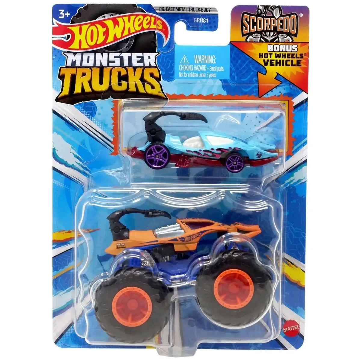 Hot Wheels Monster Trucks SCORPEDO 2-Pack Vehicles 1:64 Scale
