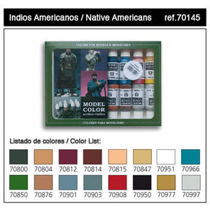 Vallejo VAL70145 NATIVE AMERICAN (16PC/SET) Paint Set New - Tistaminis