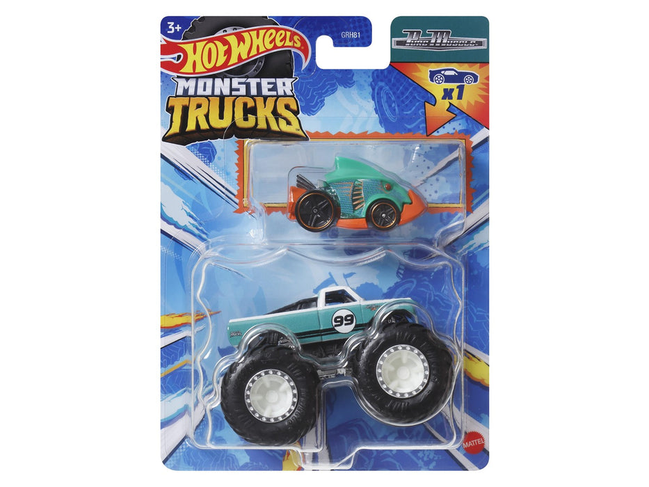 Hot Wheels Monster Trucks PURE MUSCLE 2-Pack Vehicles 1:64 Scale