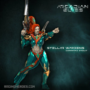 Raging Heroes Arcadian Elves STELLAR WARDENS, COMMAND GROUP New - Tistaminis