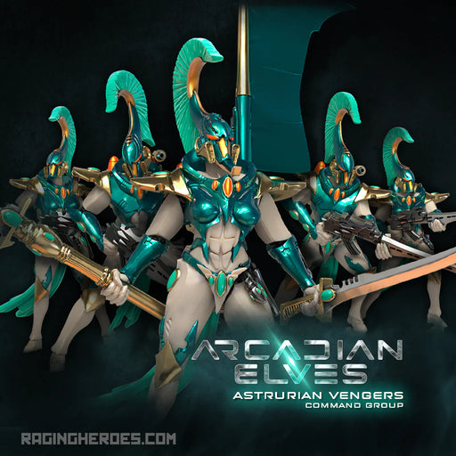 Raging Heroes Arcadian Elves ASTRURIAN VENGERS, COMMAND GROUP New - Tistaminis