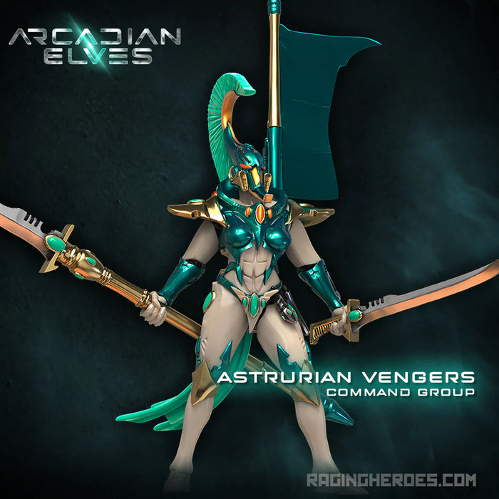 Raging Heroes Arcadian Elves ASTRURIAN VENGERS, COMMAND GROUP New - Tistaminis