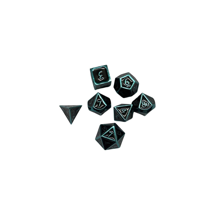 Metal Dungeons and Dragons Dice - Black Turqoise - Tistaminis