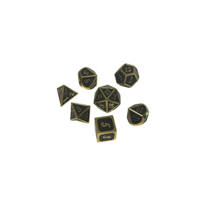 Metal Dungeons and Dragons Dice - Black and Gold - Tistaminis