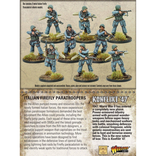 Bolt Action: Konflikt '47 - Italian Firefly Paracadutisti Infantry Squad New - Tistaminis