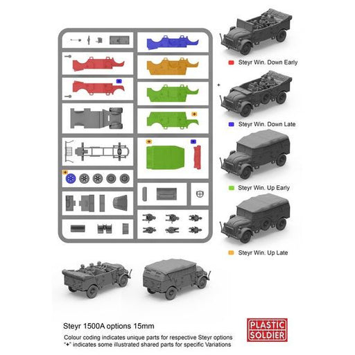 Plastic Soldier Company 15mm GERMAN STEYR HEAVY CAR X 5 New - Tistaminis