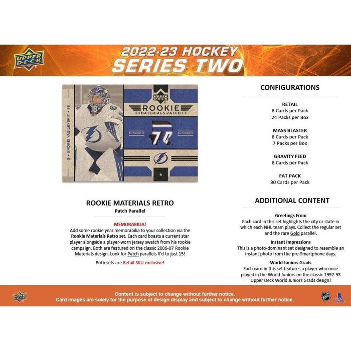 UPPER DECK SERIES 2 HOCKEY 22/23 RETAIL BOX New - Tistaminis