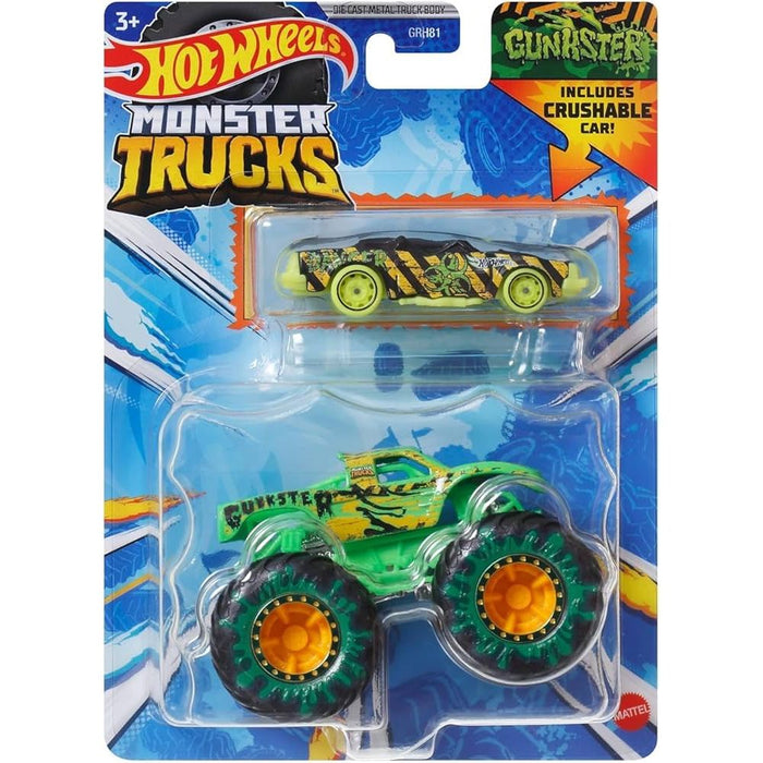 Hot Wheels Monster Trucks GUNKSTER 2-Pack Vehicles 1:64 Scale