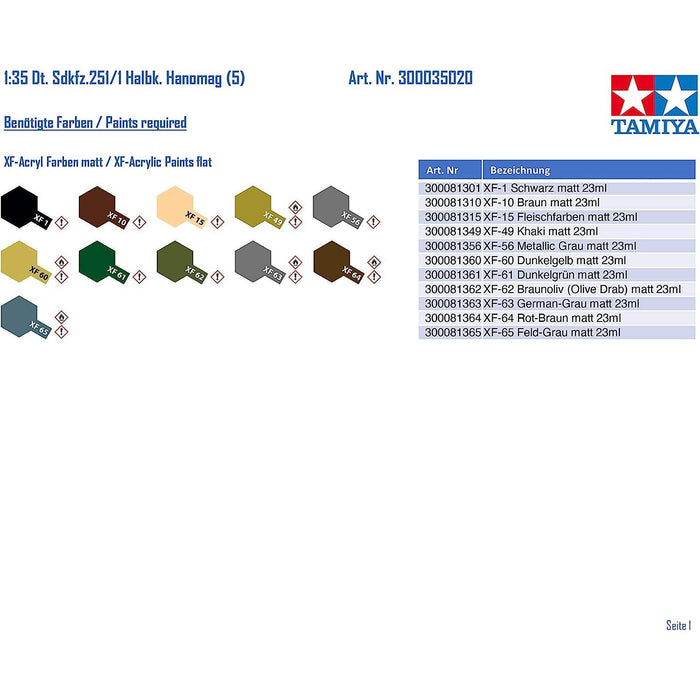 Tamiya TAM35020 GERMAN HANOMAG SDKFZ 251/1 (1/35) New - Tistaminis