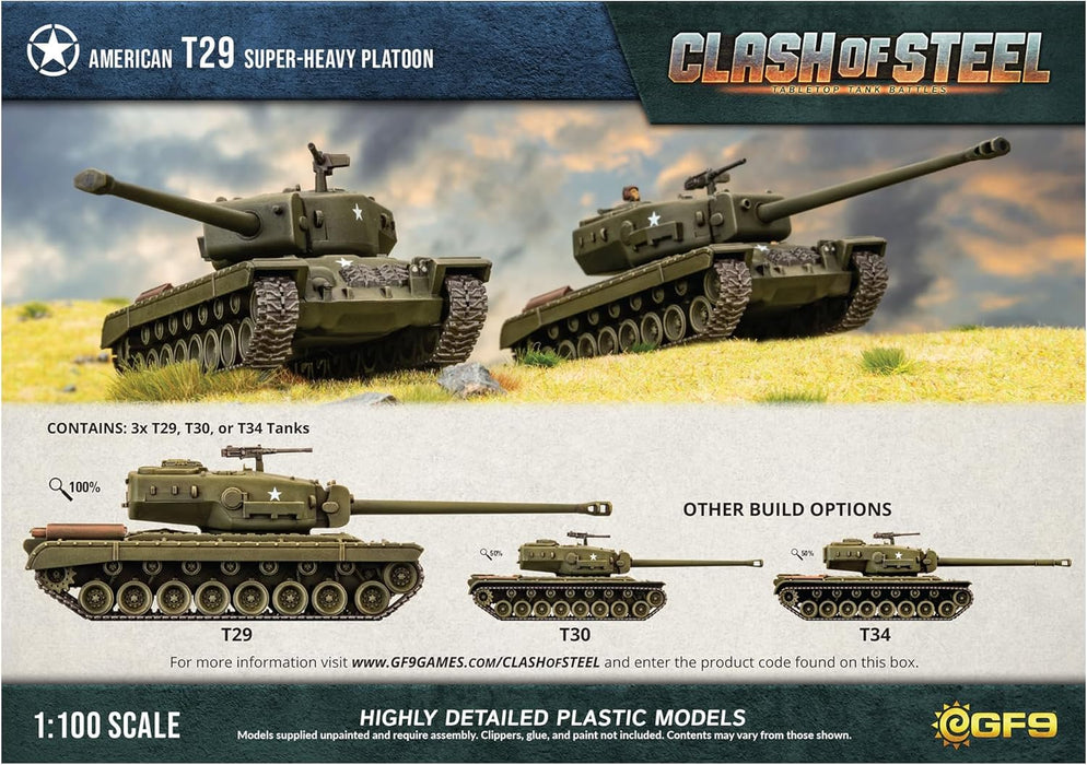 Clash of Steel T29 Super-Heavy Tank Platoon (x3 Plastic)