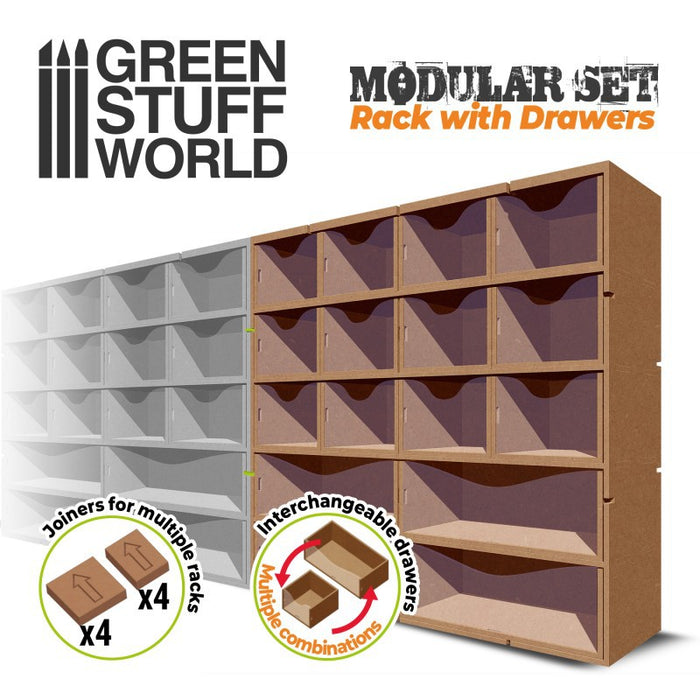 Green Stuff World MDF Vertical rack with Drawers New - Tistaminis