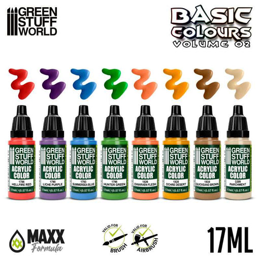 Green Stuff World Paint Set - Basic Colors 02 New - Tistaminis