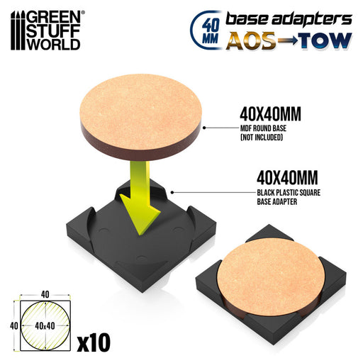 Green Stuff World Round to Square Base Adapter 40mm - Tistaminis