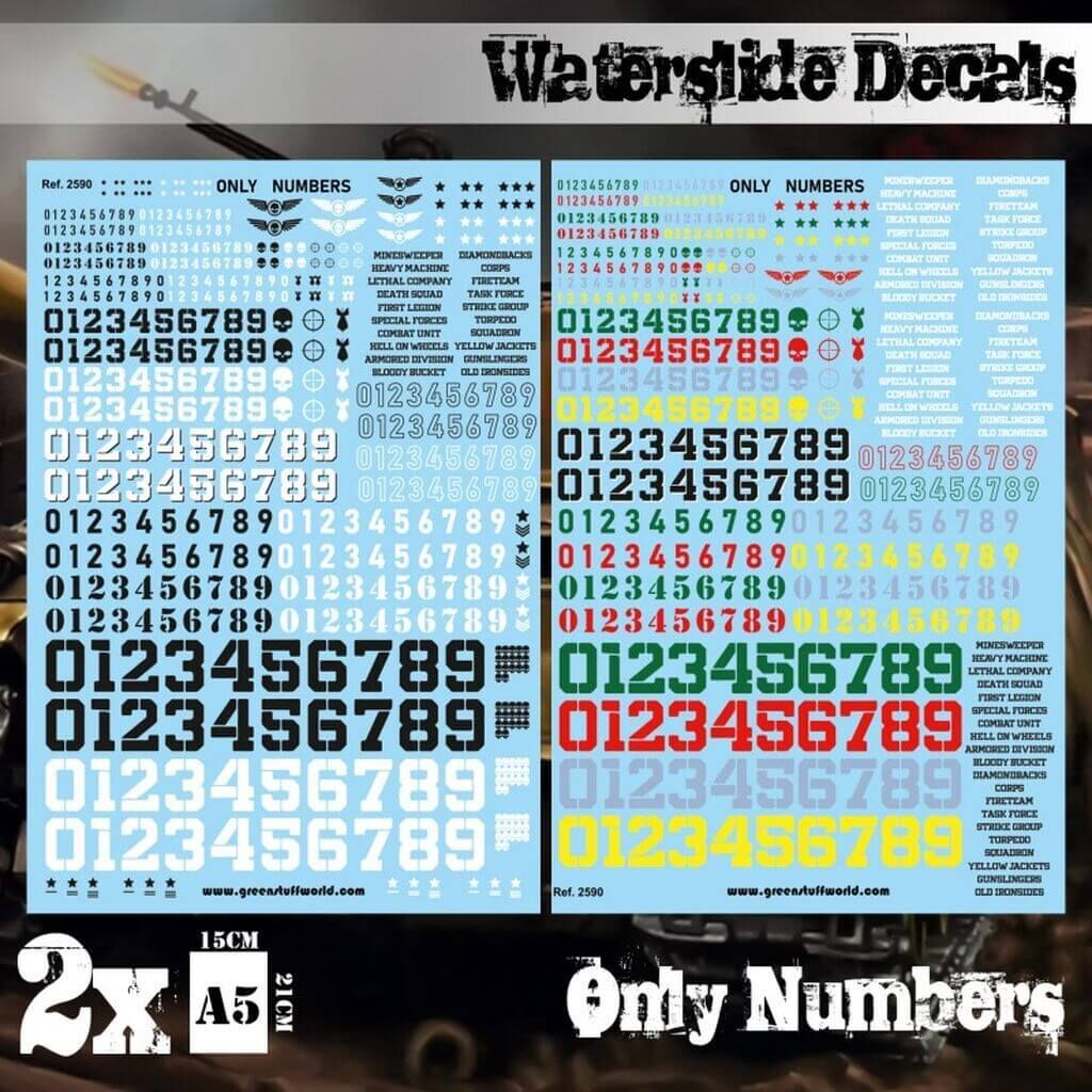 Green Stuff World Waterslide Decals - Only Numbers New - Tistaminis