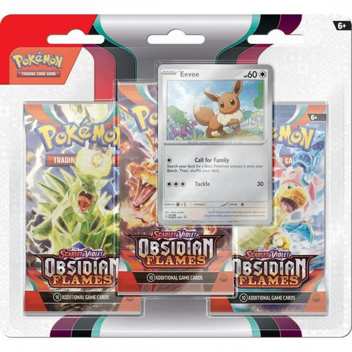 Pokemon Obsidian Flames 3 Pack Blister - Eevee Aug-11 Pre-Order - Tistaminis