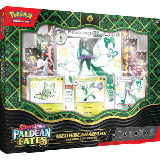 Pokemon PALDEAN FATES EX PREMIUM COLLECTION - Meowscarada EX Jan-26 Pre-Order - Tistaminis