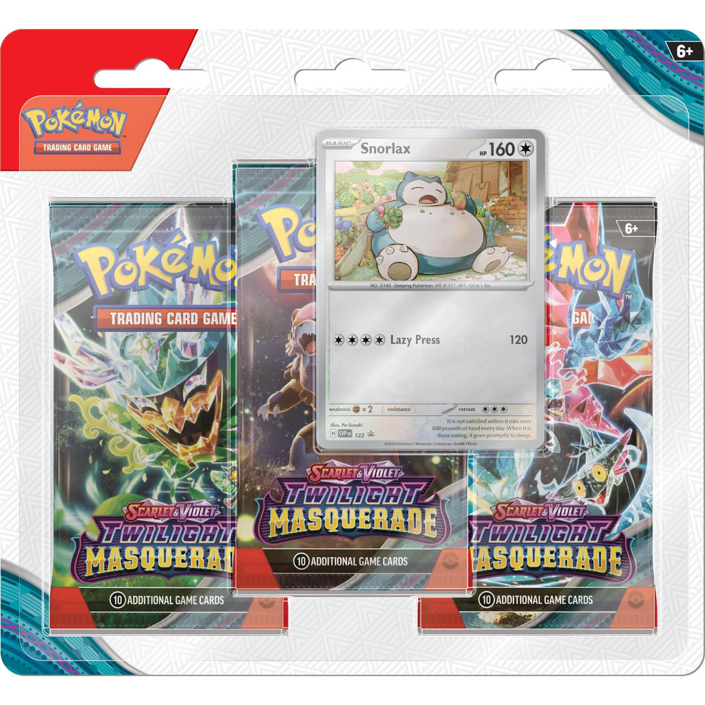 POKEMON TWILIGHT MASQUERADE 3 Pack BLISTER - Snorlax May-24 Pre-Order - Tistaminis