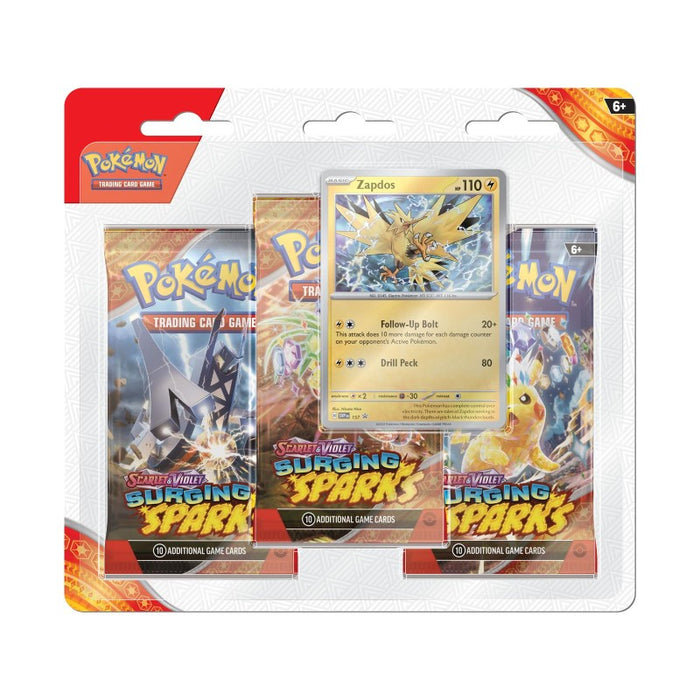 POKEMON SV8 SURGING SPARKS 3-PACK BLISTER - Zapdos