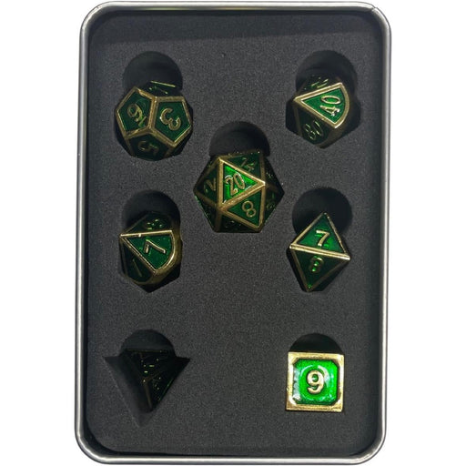 Metal Dungeons and Dragons Dice - Emerald Green - Tistaminis