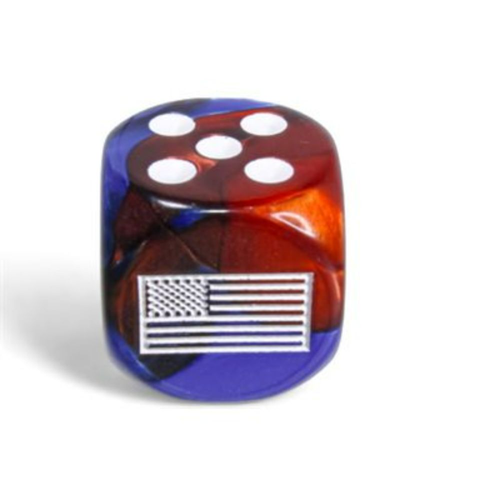 Chessex WWII UNITED STATES GEMINI BLUE-RED/WHITE 12D6 16MM DICE BLOCK May-23 Pre-Orer - Tistaminis