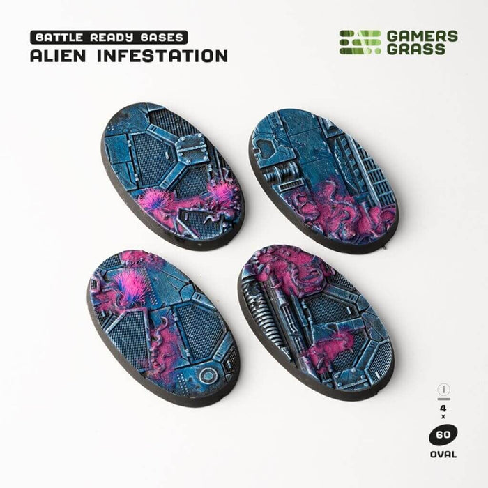 Alien Infestation Bases - Oval 60mm (x4) New - Tistaminis