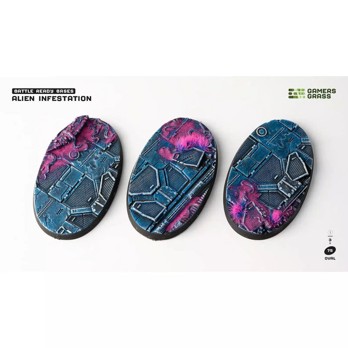 Alien Infestation Bases - Oval 75mm (x3) New - Tistaminis