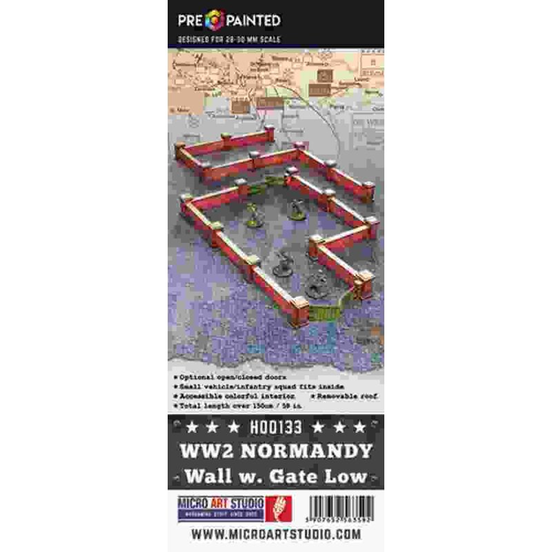 Warlord Games MDF Terrain WW2 Normandy Wall with Gate (low) PREPAINTED New - Tistaminis