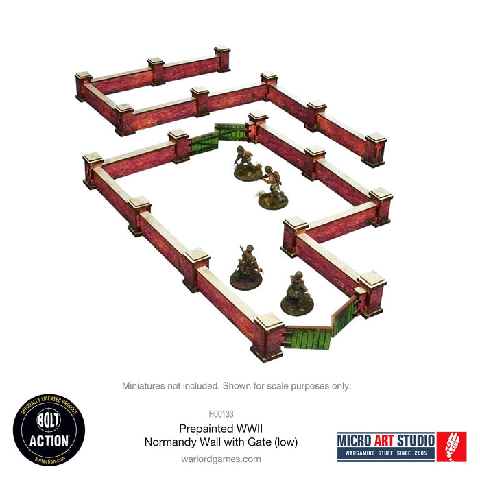 Warlord Games MDF Terrain WW2 Normandy Wall with Gate (low) PREPAINTED New - Tistaminis