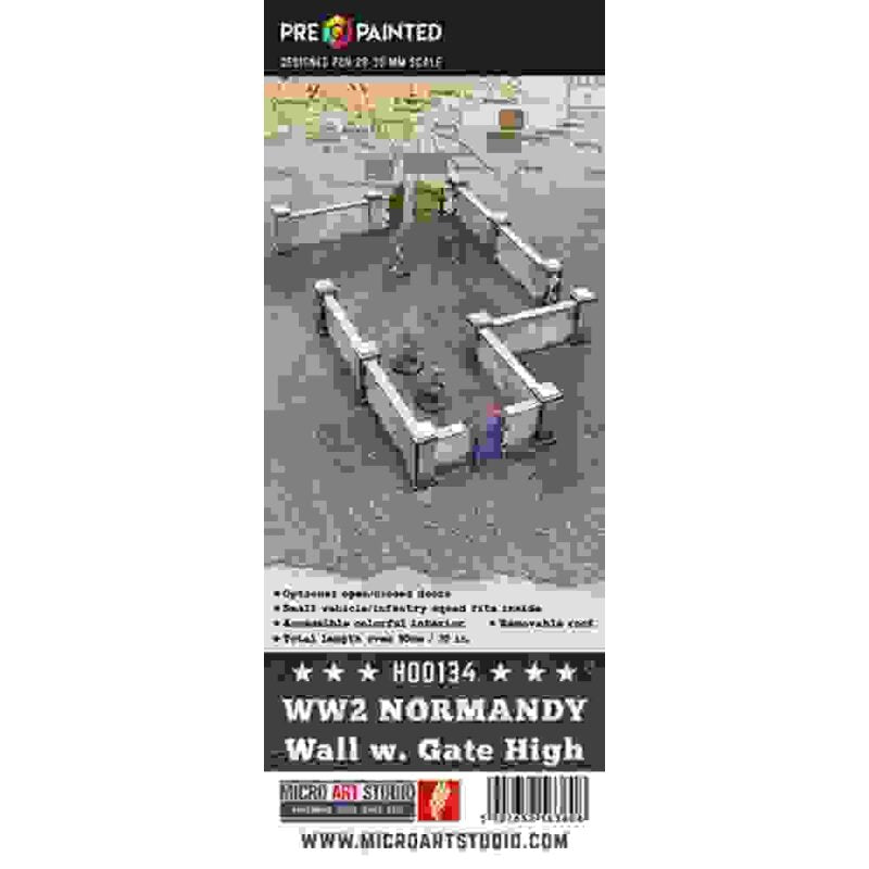 Warlord Games MDF Terrain WW2 Normandy Wall with Gate (high) PREPAINTED New - Tistaminis