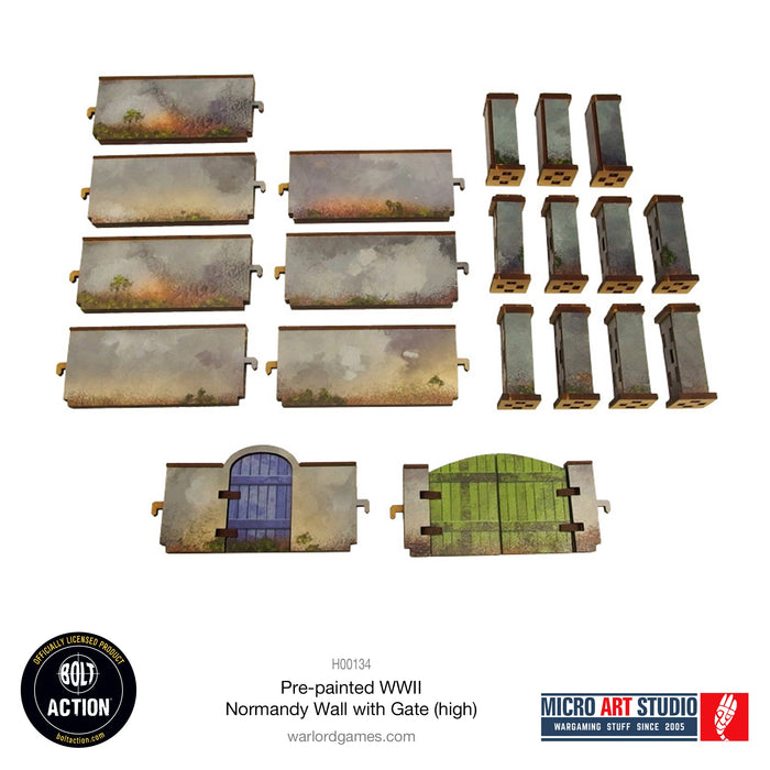 Warlord Games MDF Terrain WW2 Normandy Wall with Gate (high) PREPAINTED New - Tistaminis