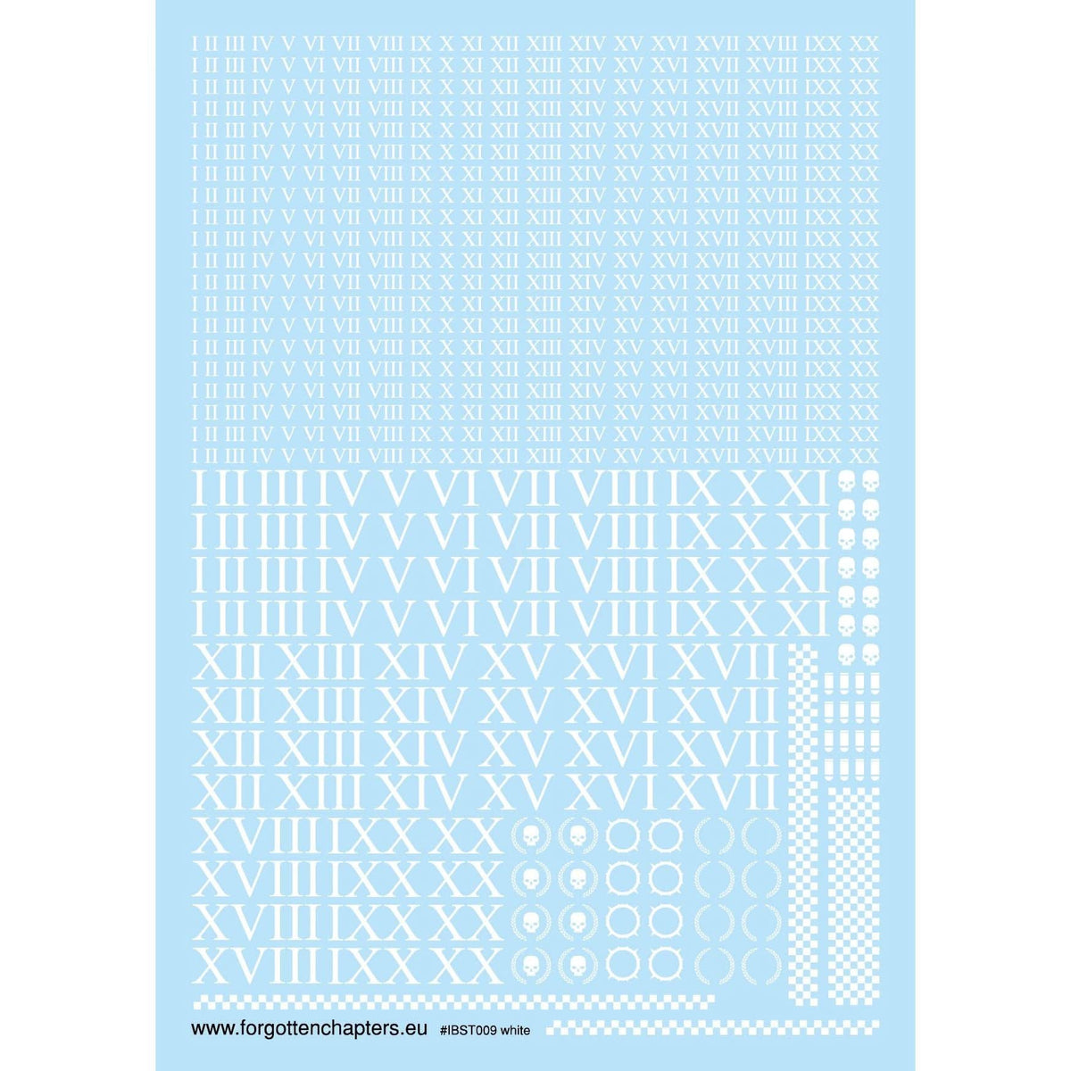 Forgotten Chapters Decals Roman Numerals - White