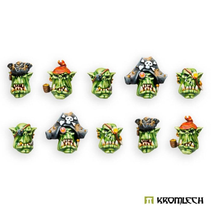 Kromlech Orc Corsairs Kaptins Heads (10) New - Tistaminis