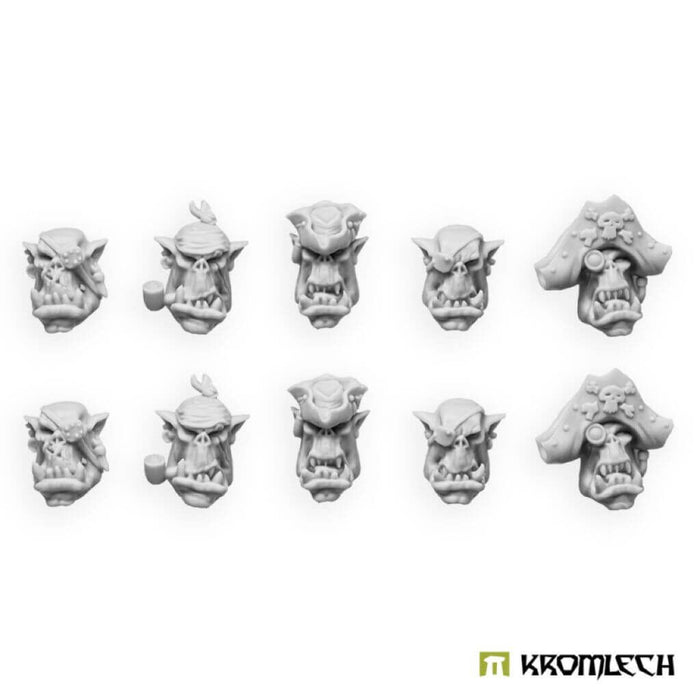 Kromlech Orc Corsairs Kaptins Heads (10) New - Tistaminis