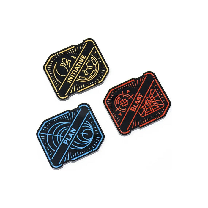 Star Wars Unlimited Initiative, Plan & Blast (Twin Suns) Acrylic Token Set