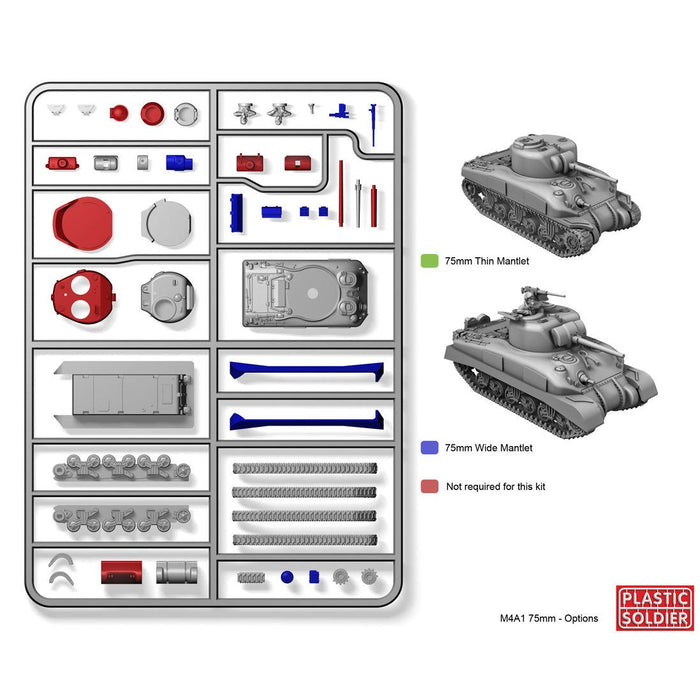 Plastic Soldier Company 15MM EASY ASSEMBLY SHERMAN M4A1 75MM TANK - 5 UNITS New - Tistaminis