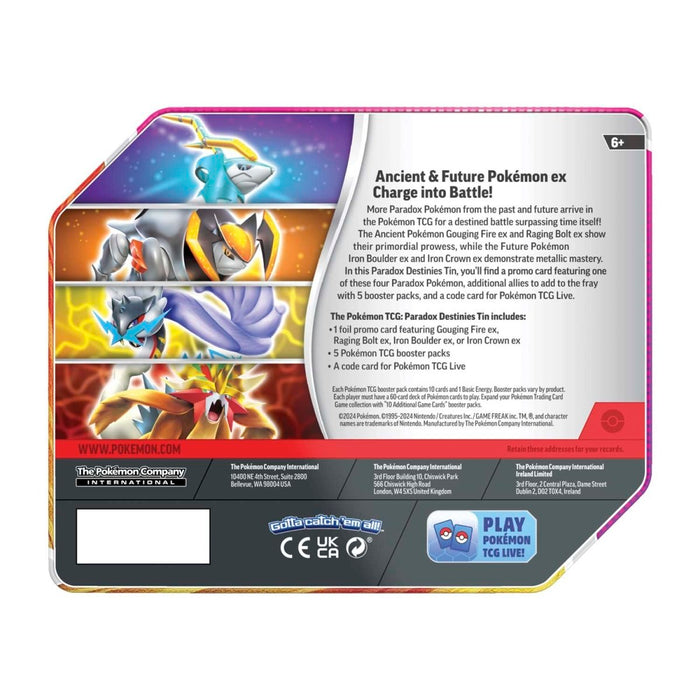 Pokemon PARADOX DESTINIES TIN - Gouging Fire EX