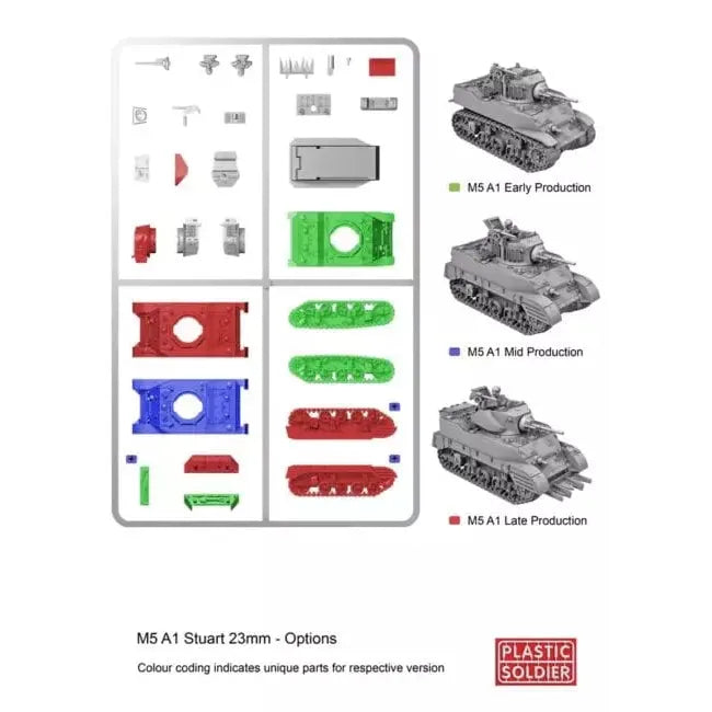 Plastic Soldier WW2V20014 1/72ND STUART M5 TANK X 3 VEHICLES New - Tistaminis